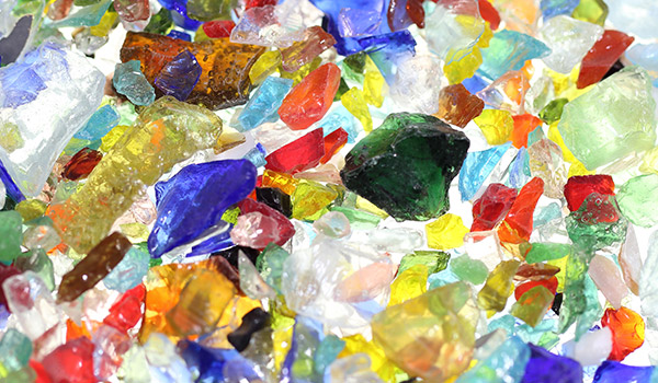 Colored glass pile